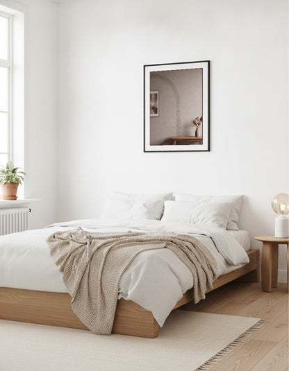 Beige valvrumsinteriör i sovrummet