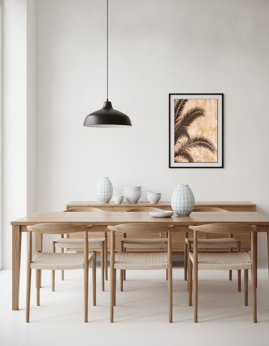 Palmsskuggor i matsalen