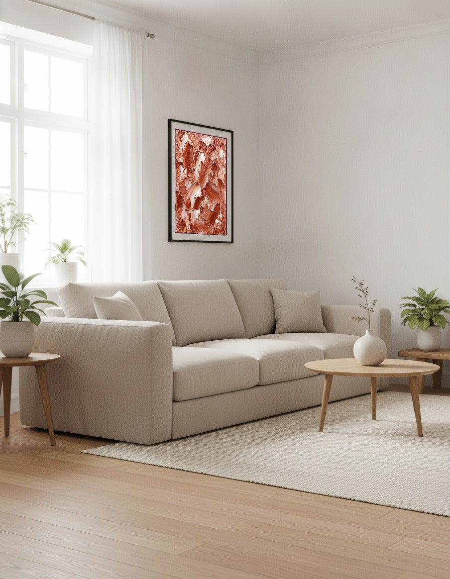 Terrakotta impasto i vardagsrummet