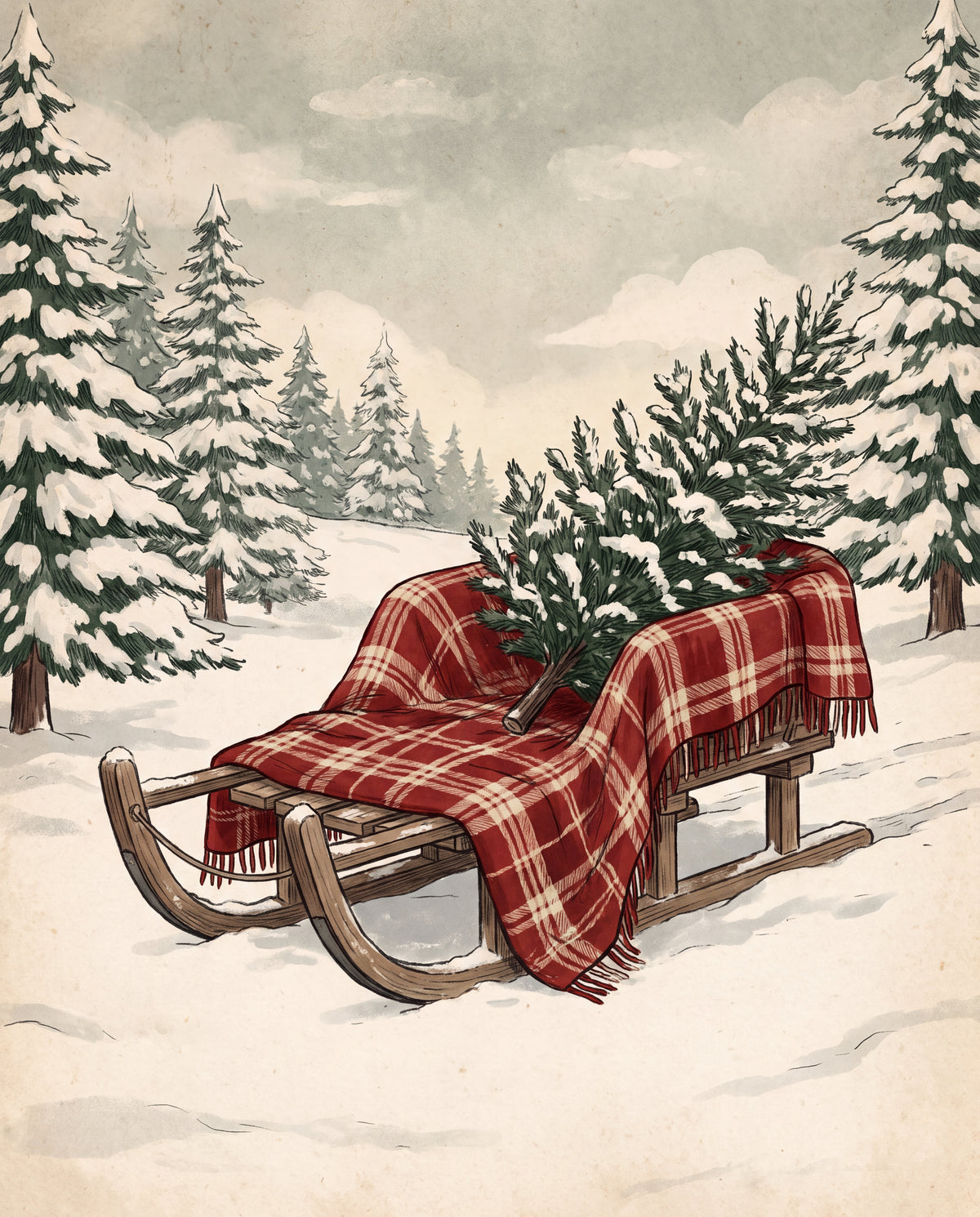 Släde i snön