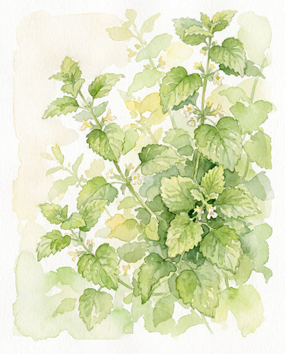 Citronmeliss i akvarell