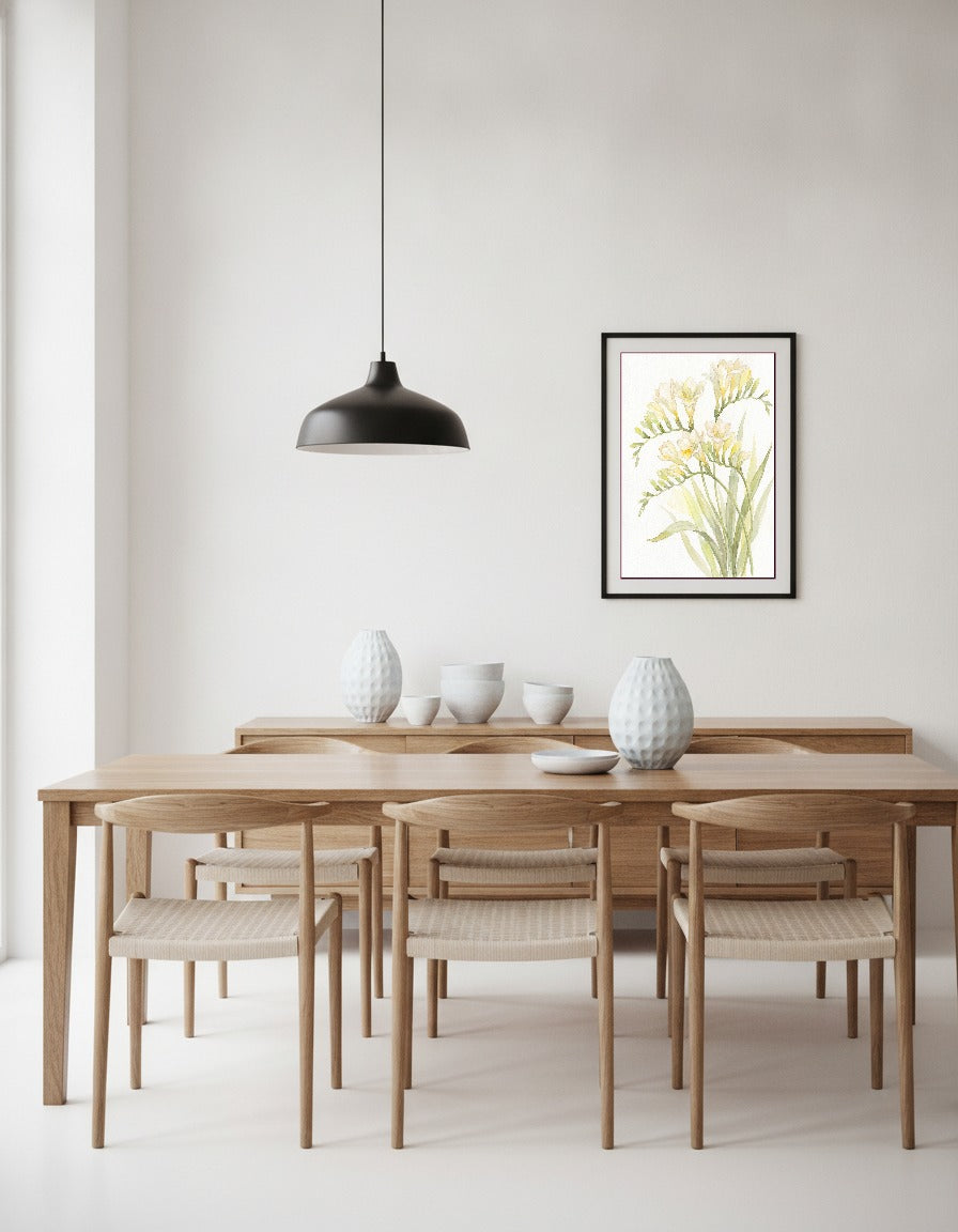 Freesia i akvarell i matsalen