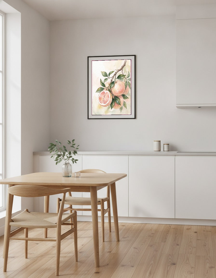 Grapefrukt på grenen i köket