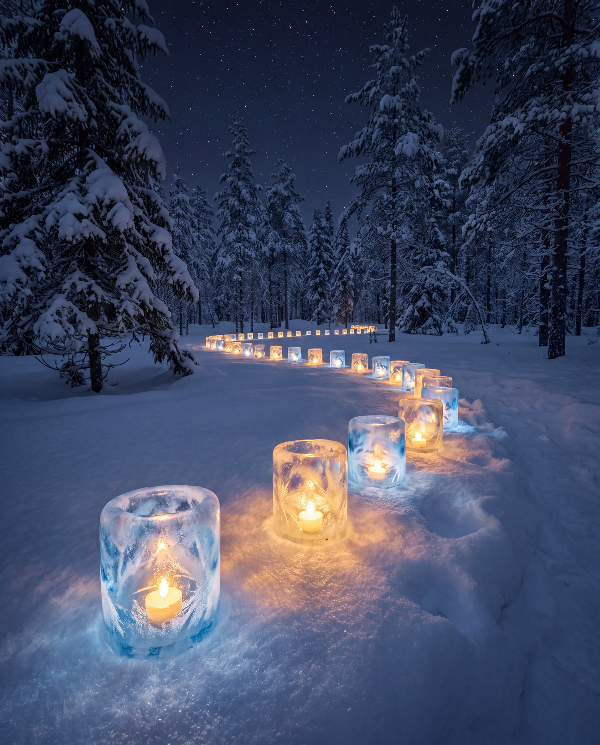 Islyktor i snön