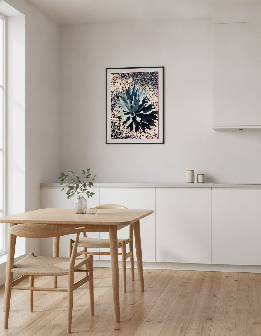 Blå agave i ökensol i köket