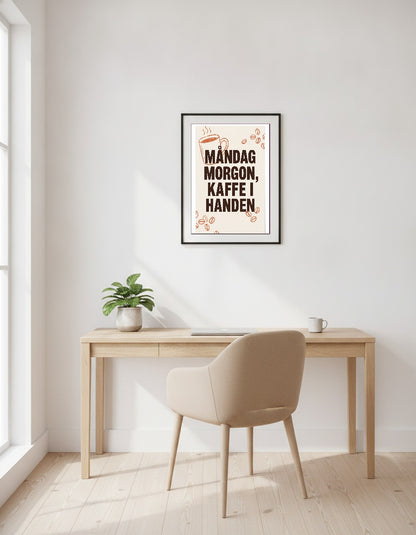 Måndag morgon, kaffe i handen i kontoret