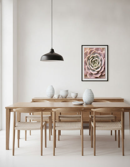 Suckulentrosett i pastell i matsalen
