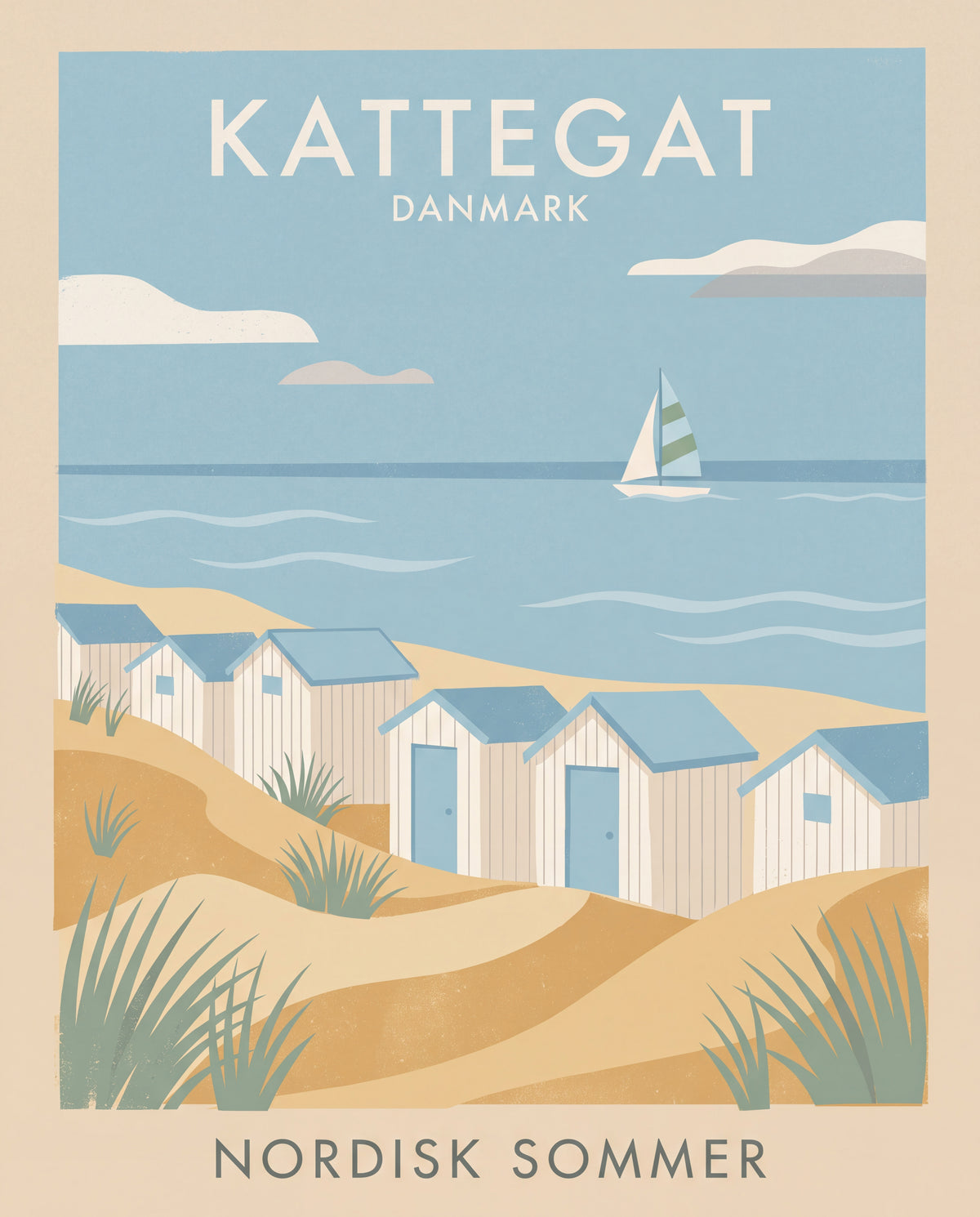 Vita badhytter på Kattegatt