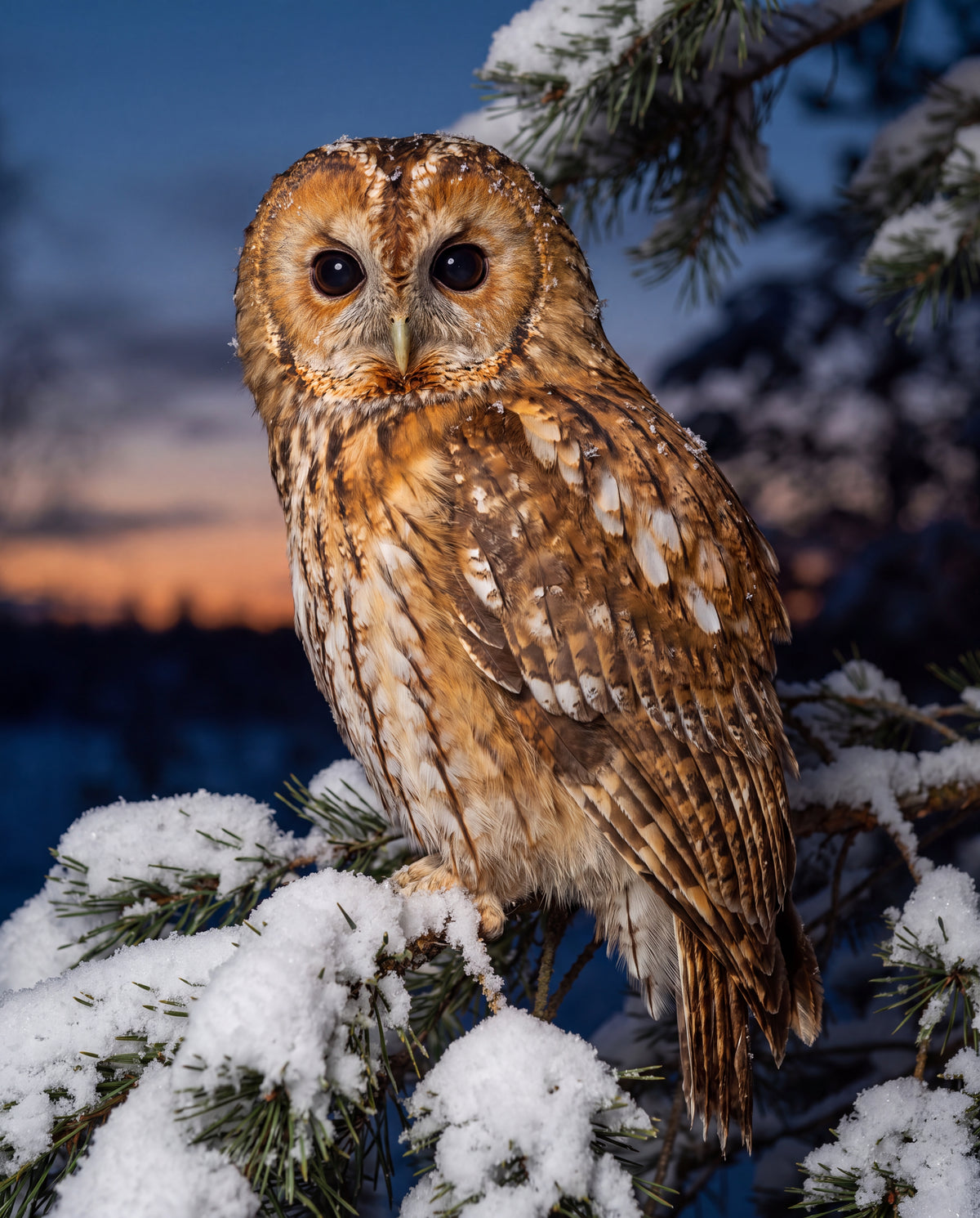 Kattuggla på snögren