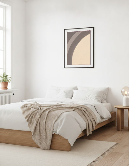 Dynkurvor i taupe och sand i sovrummet