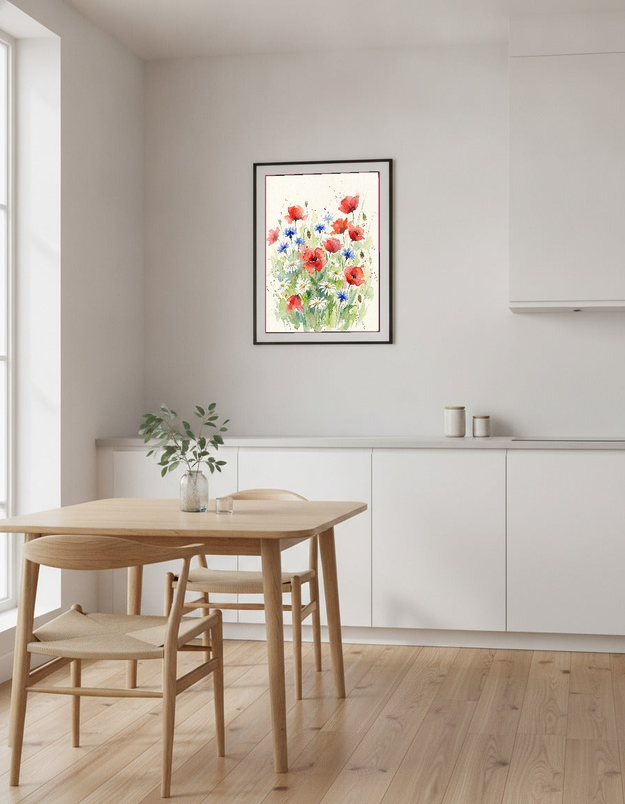 Ängsblommor i akvarell i köket