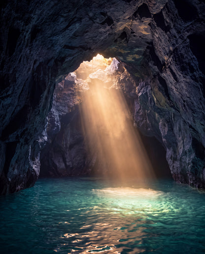 Havsgrotta med ljusschakt