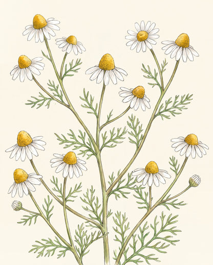 Kamomill – botanisk illustration