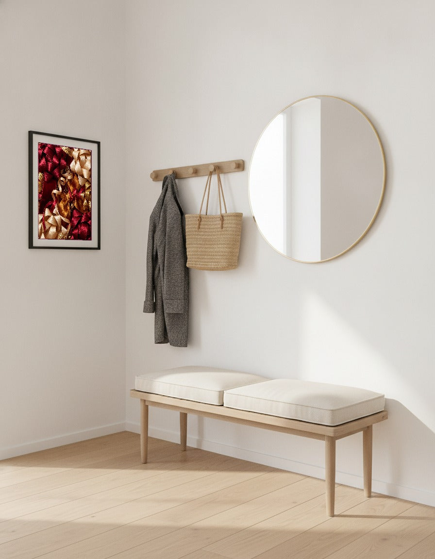 Rosetter i rött och guld i hallen