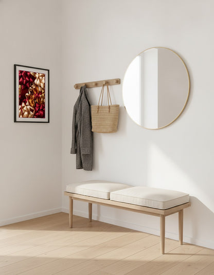 Rosetter i rött och guld i hallen
