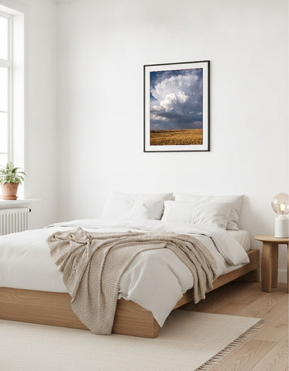 Cumulus över öppen slätt i sovrummet