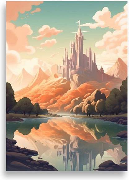 Majestätiskt landskap – Berg, sjö och slott – poster