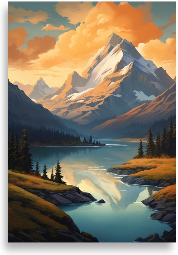 Mountain lake – Sunset over the lake