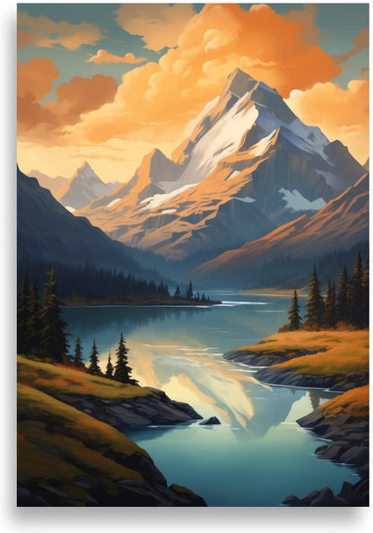 Mountain lake – Sunset over the lake