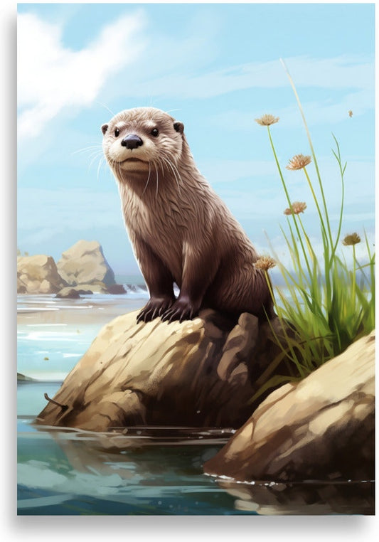 Otter – Sitting on a rock