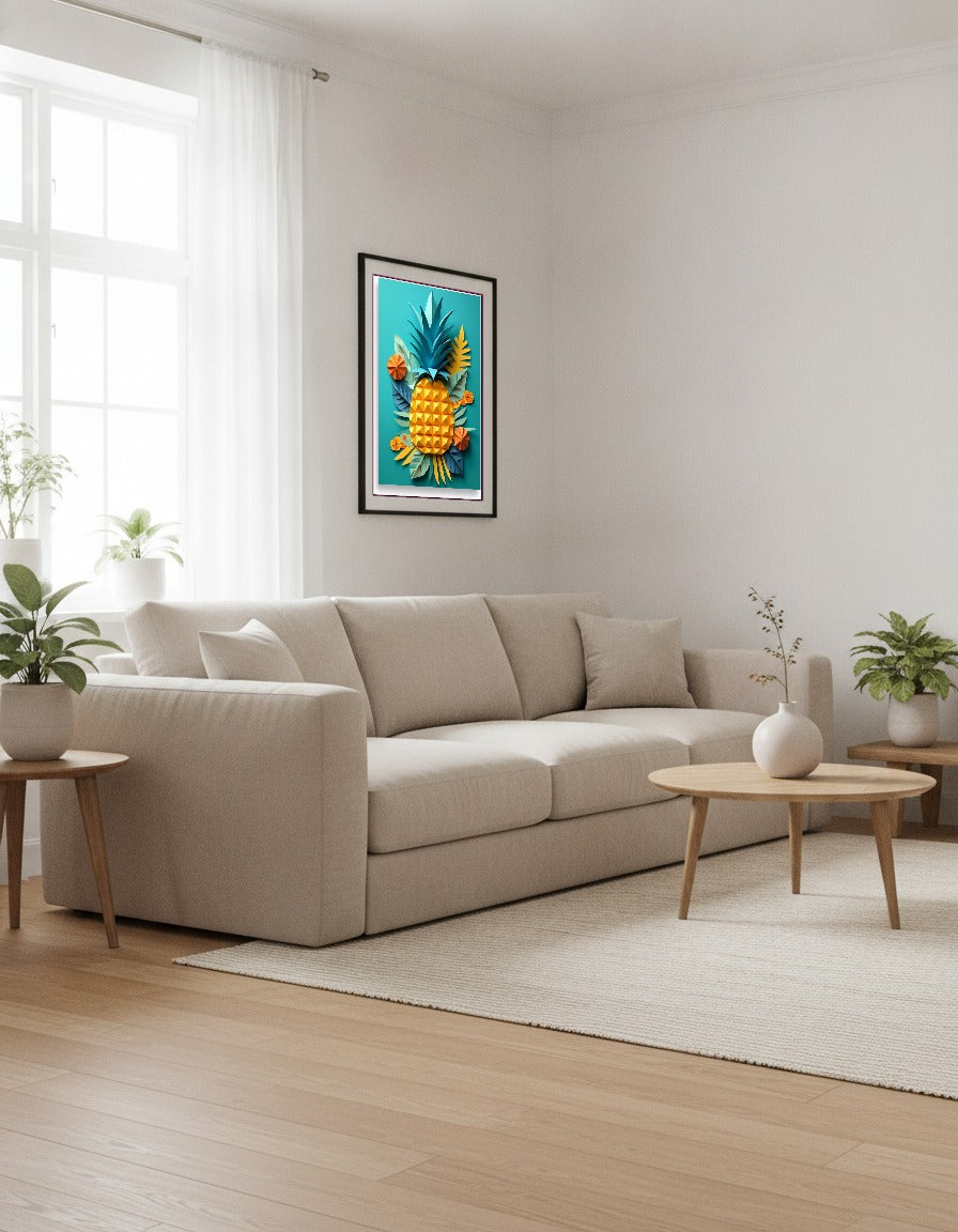 Pineapple – Papercut in summer colors i vardagsrummet