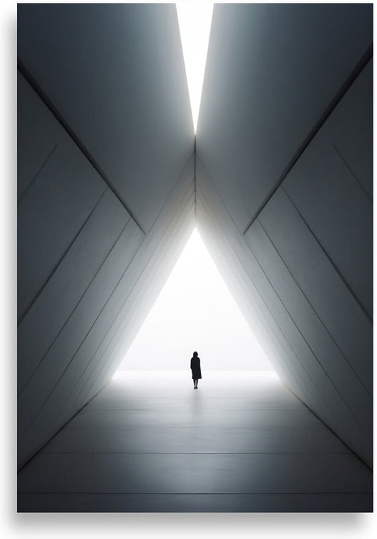Pyramider minimalistiskt – Korridor med figur