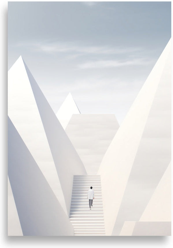 Pyramider minimalistiskt – Vita pyramider med trappor