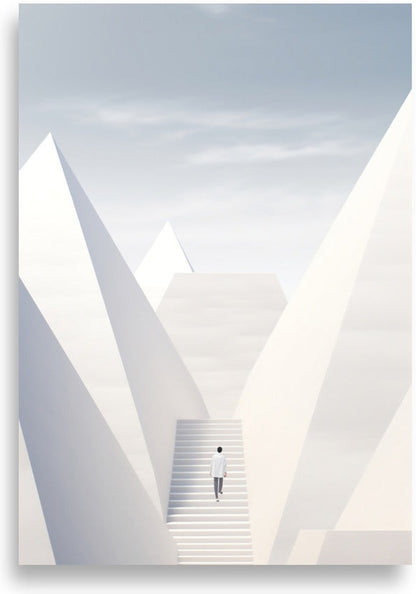 Pyramider minimalistiskt – Vita pyramider med trappor