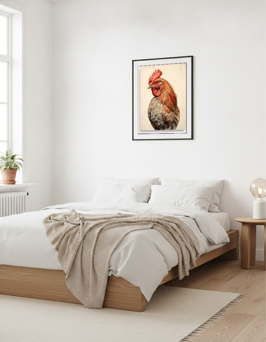 Rooster – Golden portrait i sovrummet