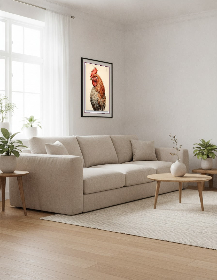 Rooster – Golden portrait i vardagsrummet