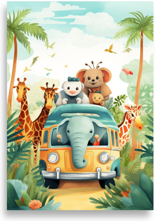 Safari animals in a car