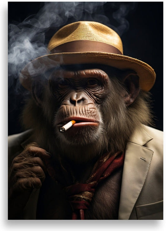 Smoking monkey – Cigarette and hidden pun – poster