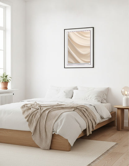 Soft beige lines – Beige waves i sovrummet
