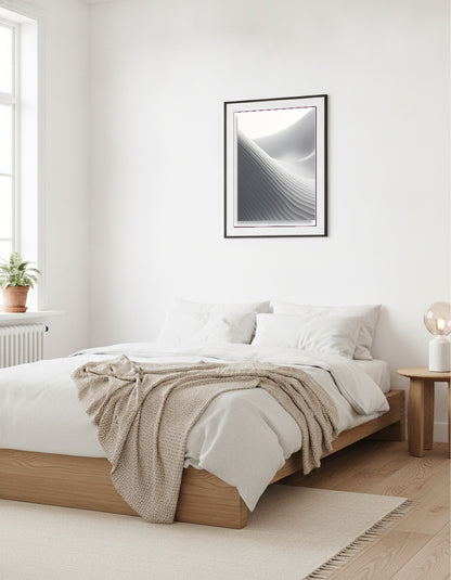 Soft gray lines – Diagonal layers i sovrummet