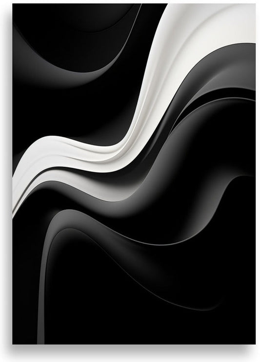 Soft waves black and white – White wave on black – poster