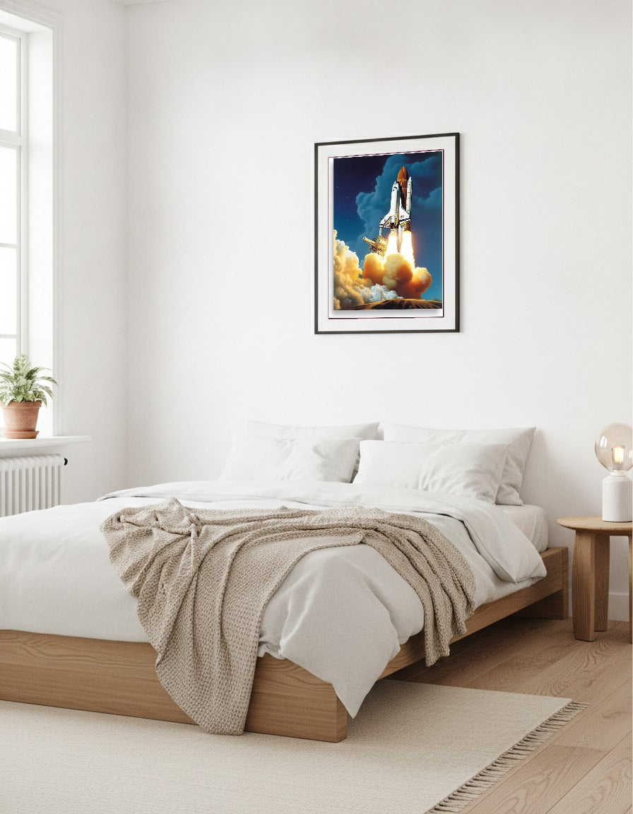 Space shuttle launch – Shuttle liftoff i sovrummet