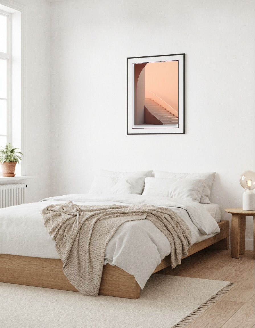 Stairs – Curved peach staircase i sovrummet