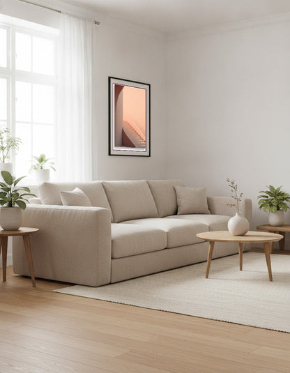 Stairs – Curved peach staircase i vardagsrummet