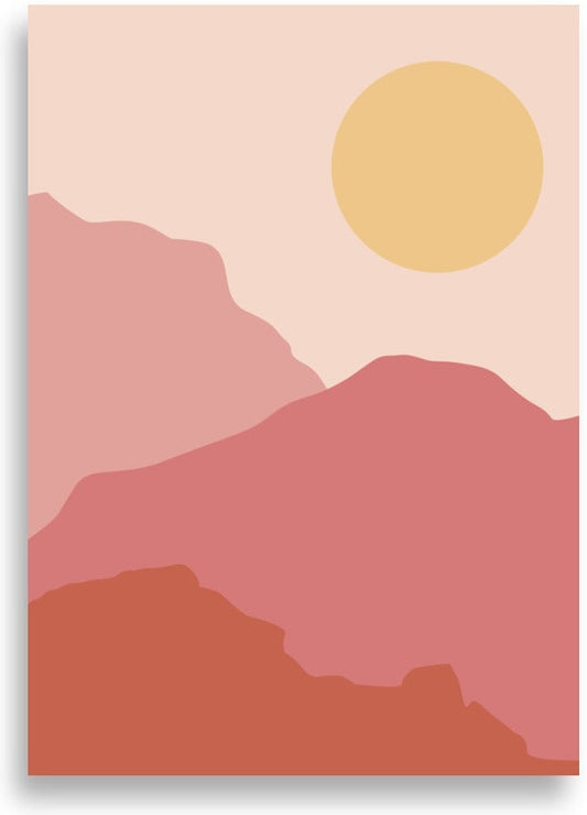 Sunrise – Yellow sun and pink waves – poster