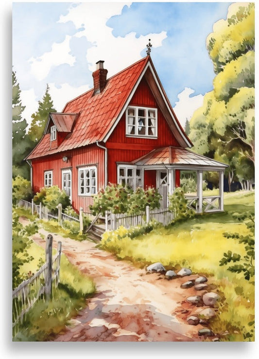 Swedish farmhouse – Illustrated idyll – poster