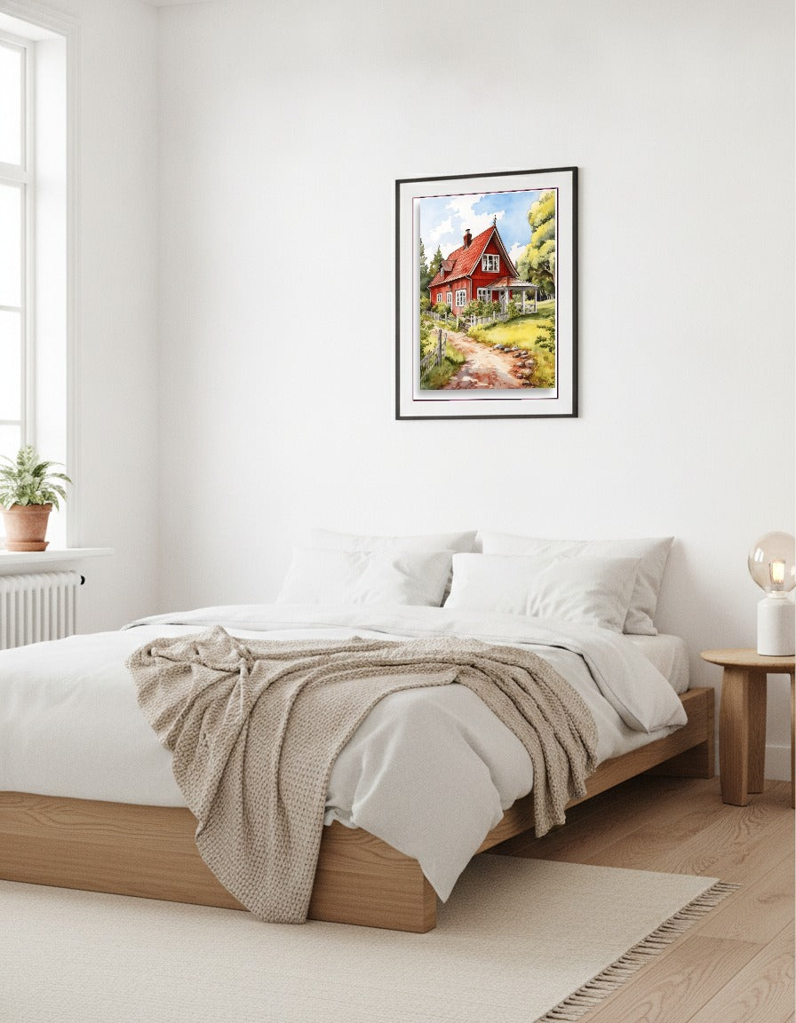 Svensk bondgård – Illustrerad idyll i vardagsrummet