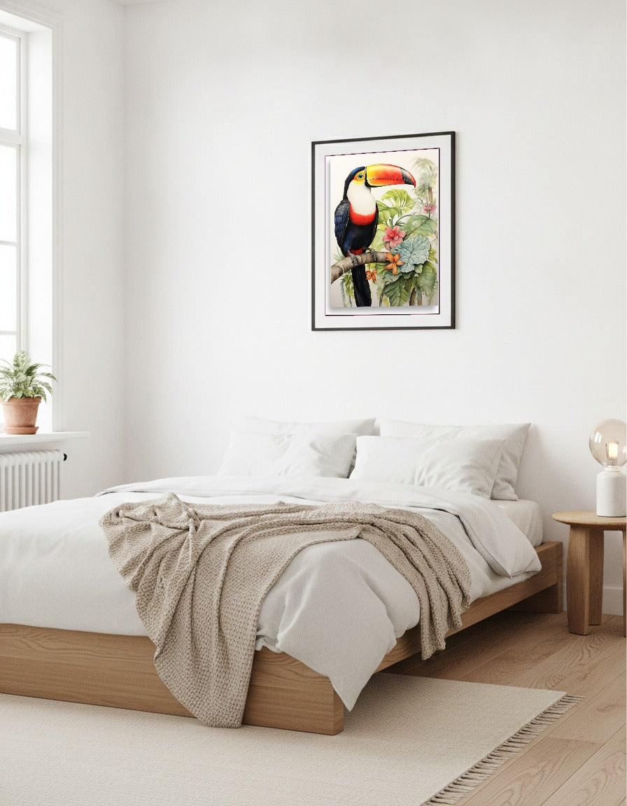Tukan – Med en livlig blomma i sovrummet