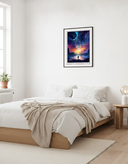 Betraktar galaxen i sovrummet
