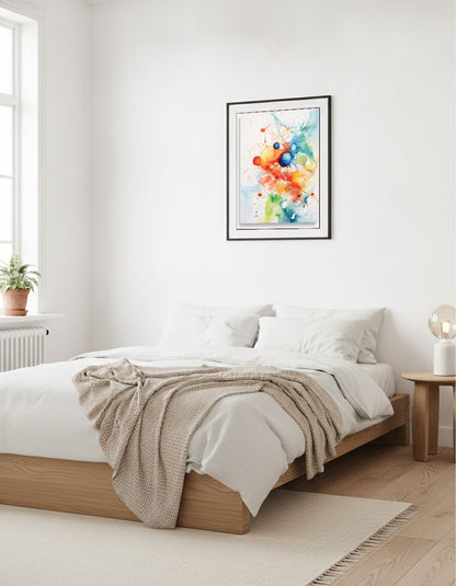 Watercolor splatter i sovrummet