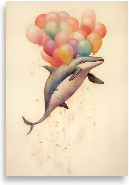 Whale with balloons
