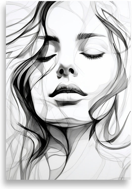 Woman in black and white