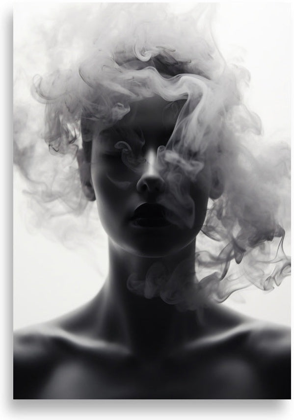 Woman in smoke – Face veiled in smoke