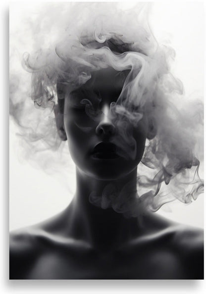 Woman in smoke – Face veiled in smoke