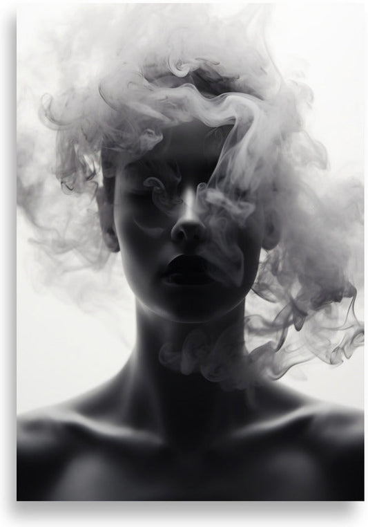 Woman in smoke – Face veiled in smoke