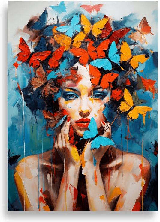 Woman with butterflies – poster